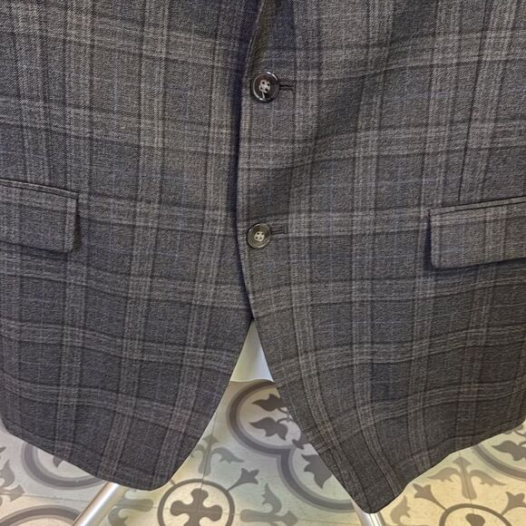 Calvin Klein Mens Plaid Two Button Blazer Jacket, Black C36 - Picture 5 of 12